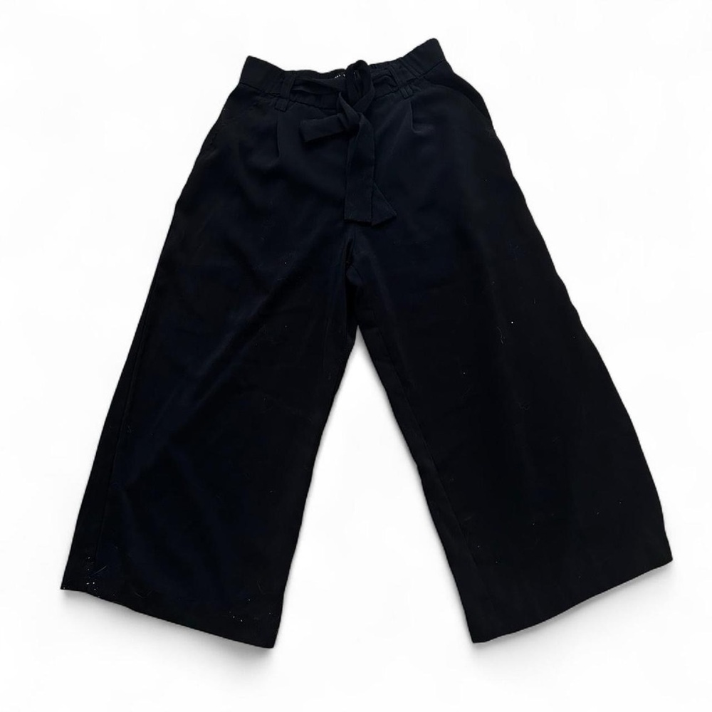 Zara stylish elegant black wide leg trousers pants with elastic waist
